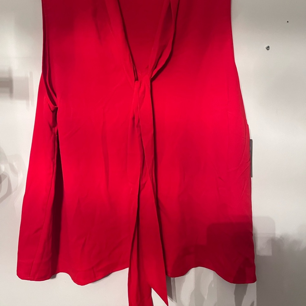 Warner Bros Red Sleeveless Tie Front Blouse